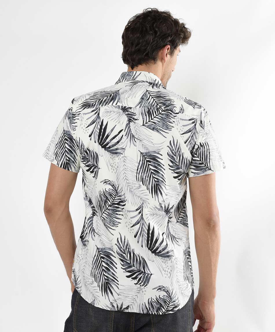 Camisa hombre estampada hojas