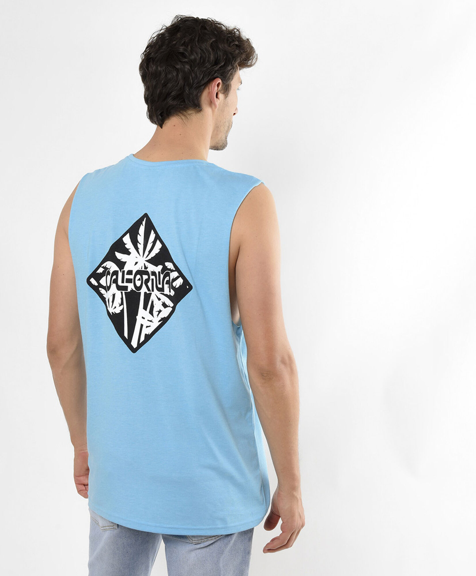 Polera hombre doble estampado sin mangas Polera hombre doble estampado sin mangas