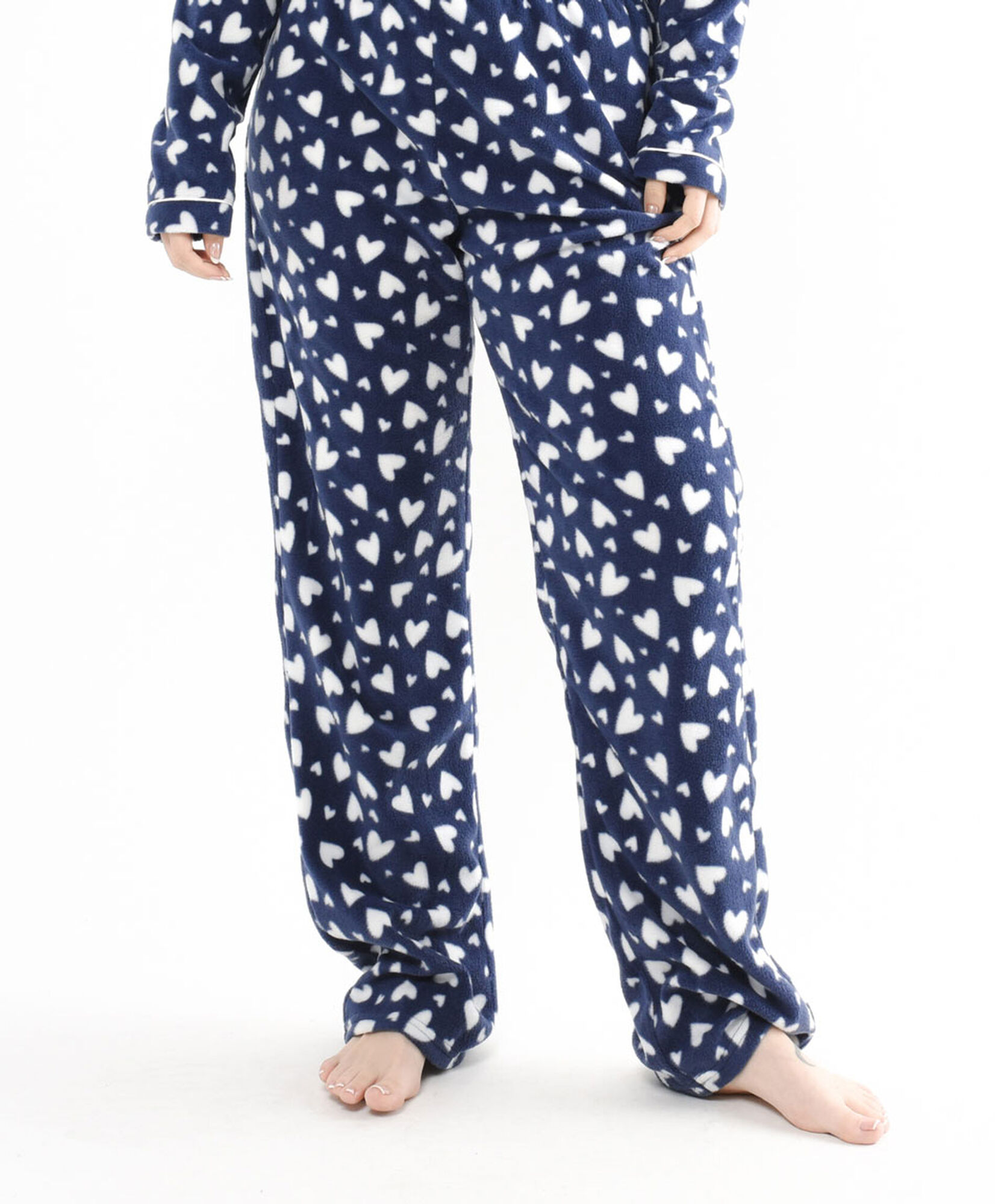 Pijama mujer polar camisero corazones Pijama mujer polar camisero corazones