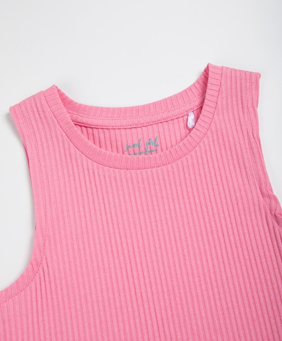 Polera ni&ntilde;a rosada sin mangas
