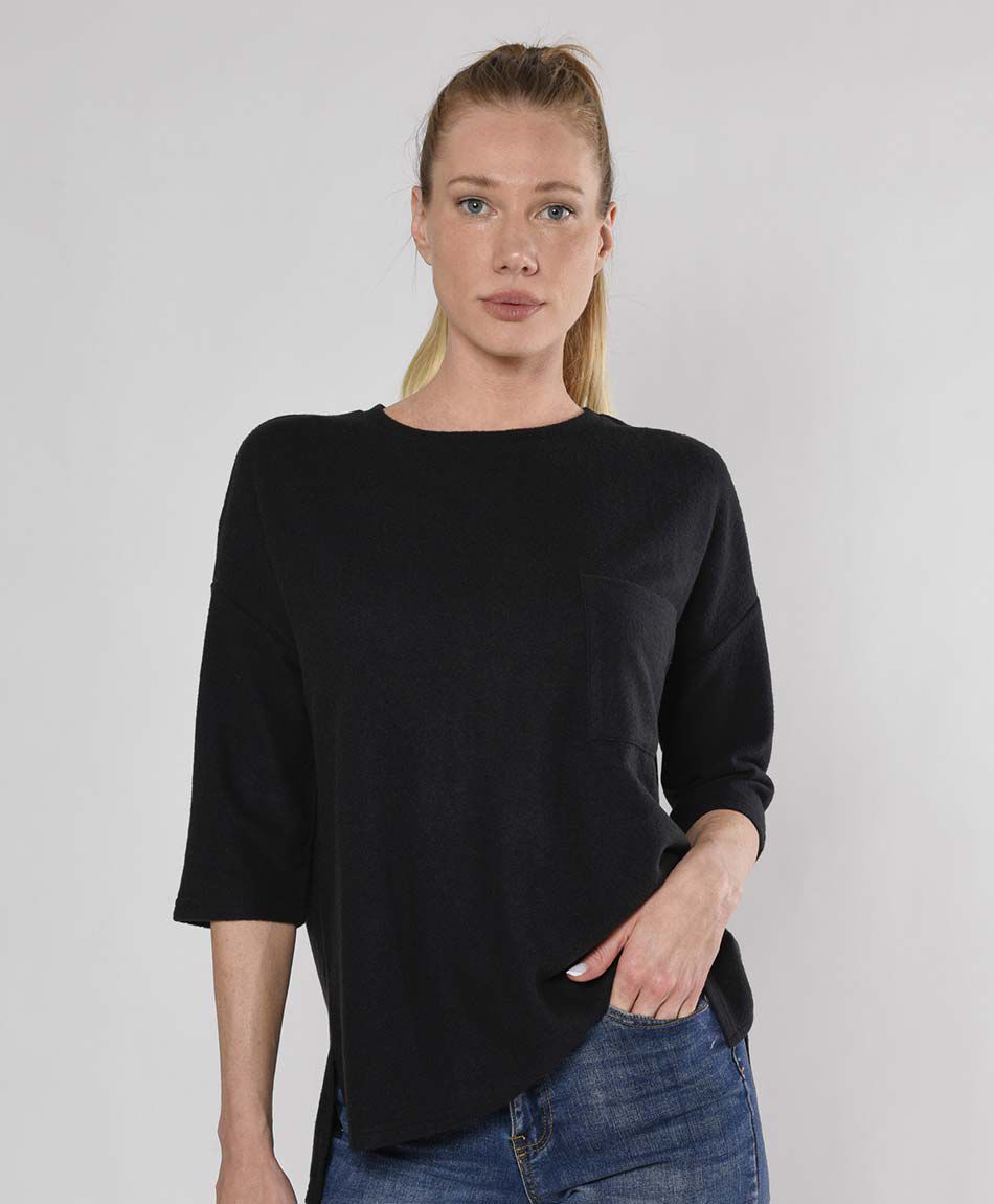Polera mujer lisa bolsillo oversize