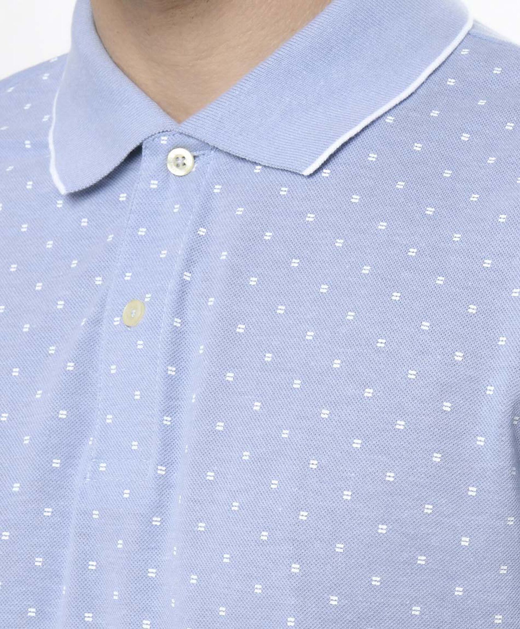Polera hombre mini líneas cuello piqué Polera hombre mini líneas cuello piqué