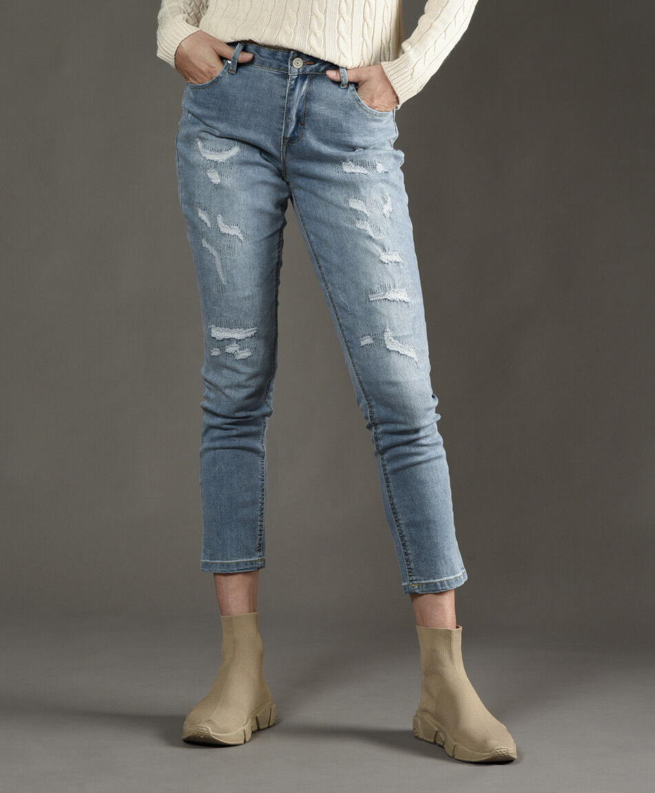 Jeans pitillo tiro alto