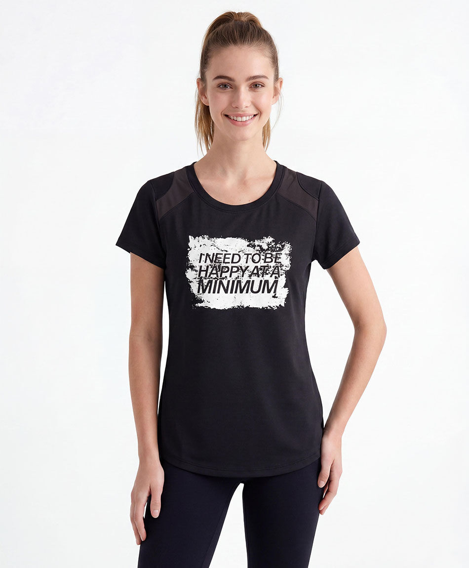 Polera deportiva mujer print foil