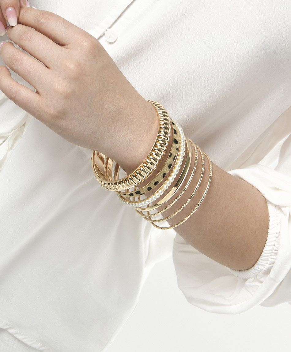 Set 7 pulseras mujer doradas