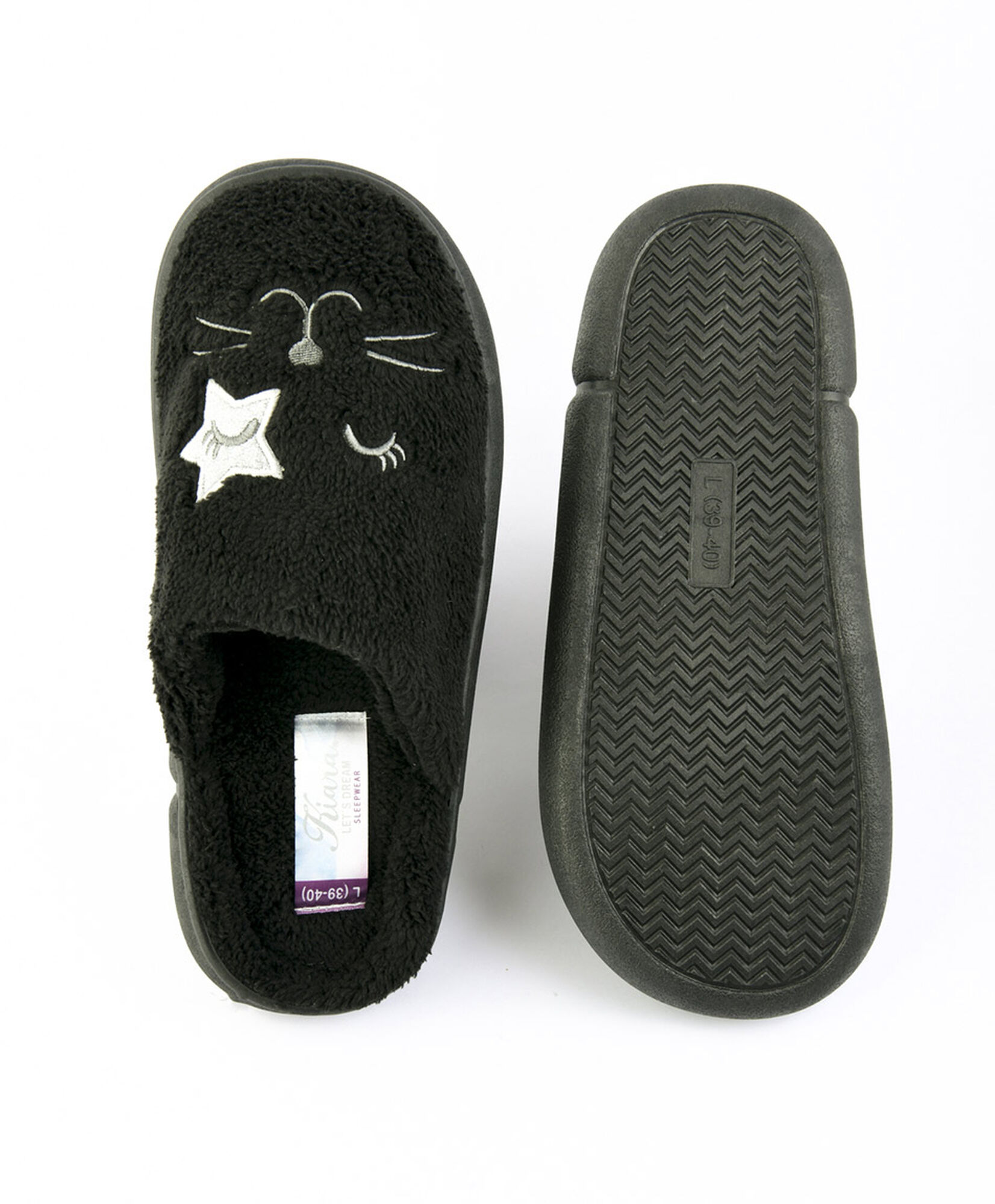 Zapatilla de descanso mujer gato negro Zapatilla de descanso mujer gato negro