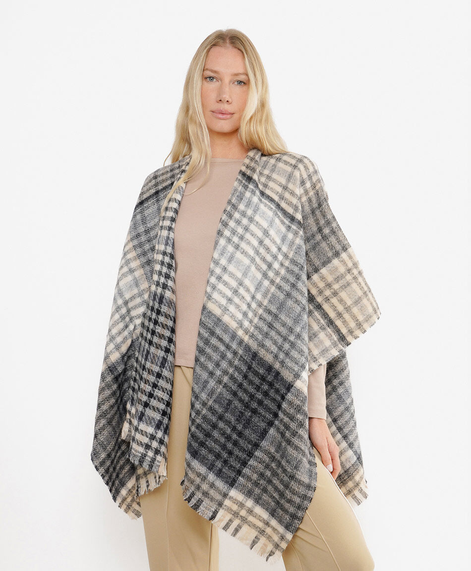Poncho mujer lurex beige