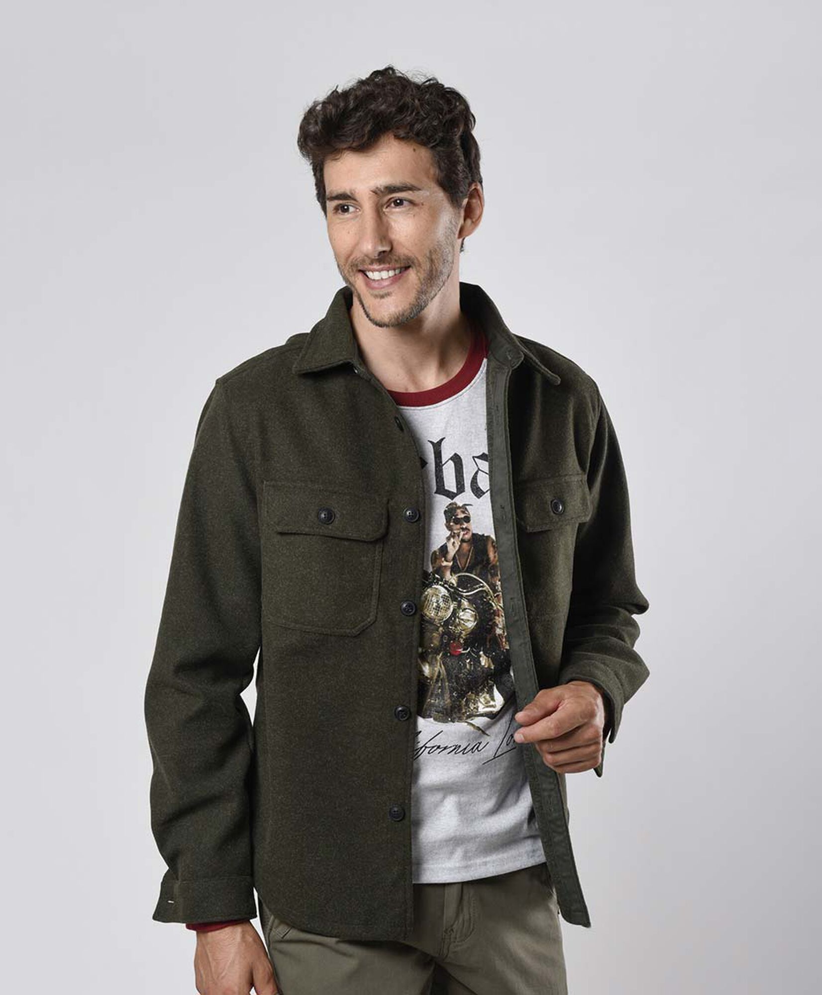 Chaqueta hombre lisa estilo leñador bolsillos Chaqueta hombre lisa estilo leñador bolsillos