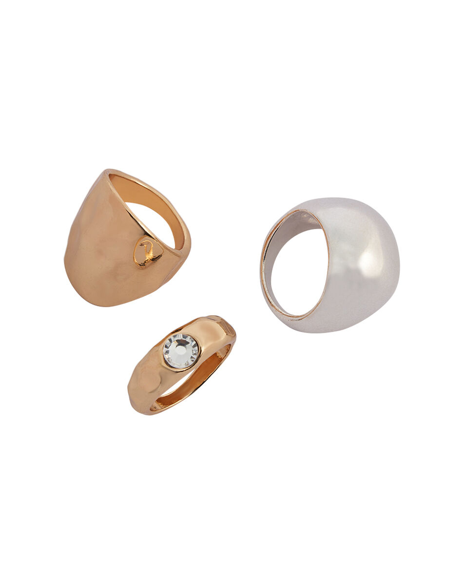 Set 3 anillos mujer silver