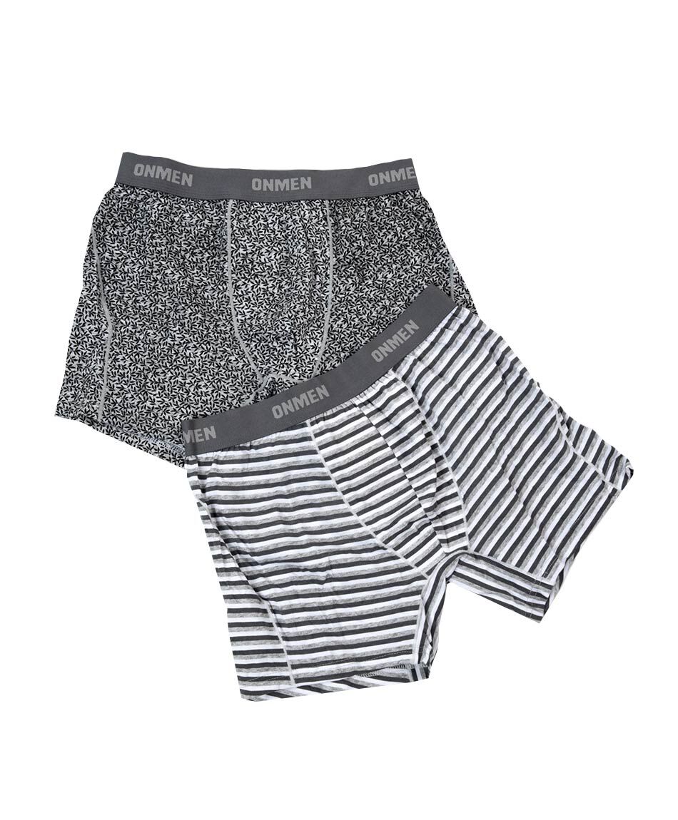 Pack 2 boxer hombre estampados l&iacute;neas y hojas