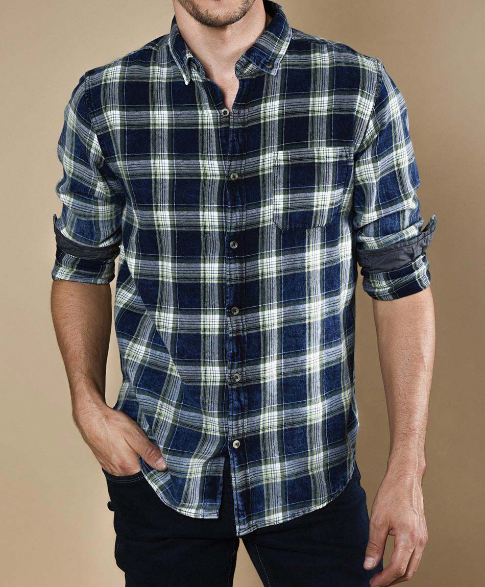Camisa tart&aacute;n manga larga
