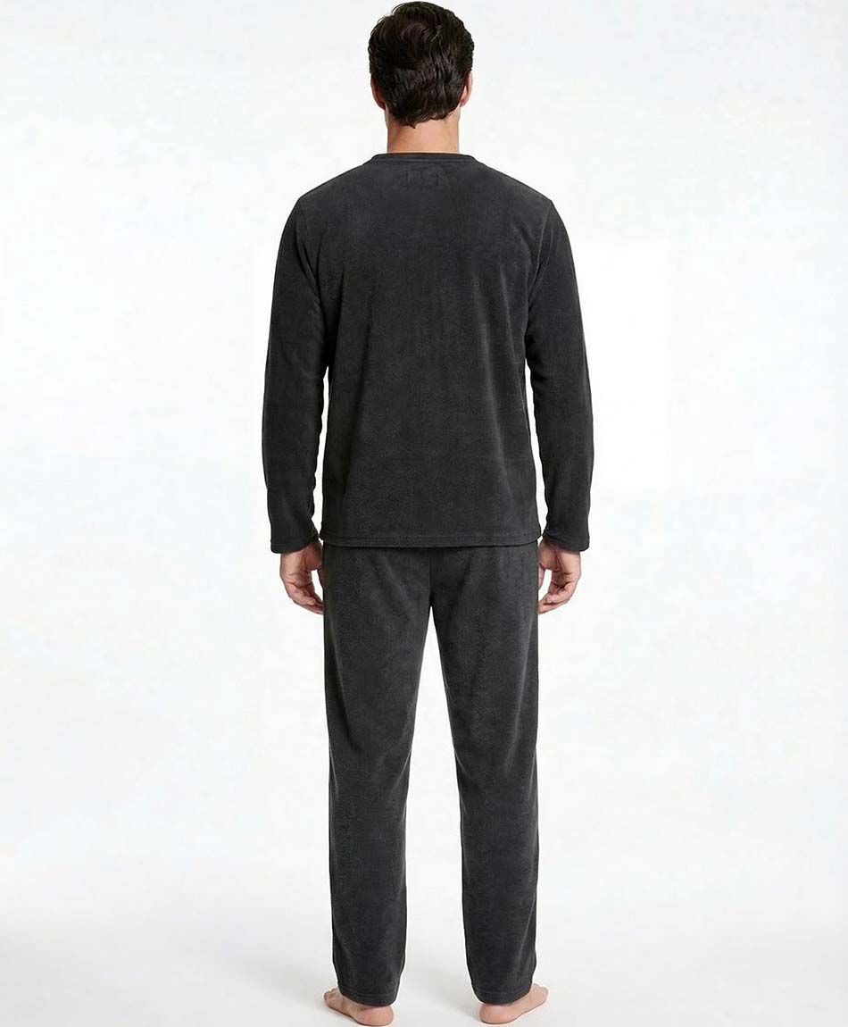 Pijama hombre polar l&iacute;neas rojas