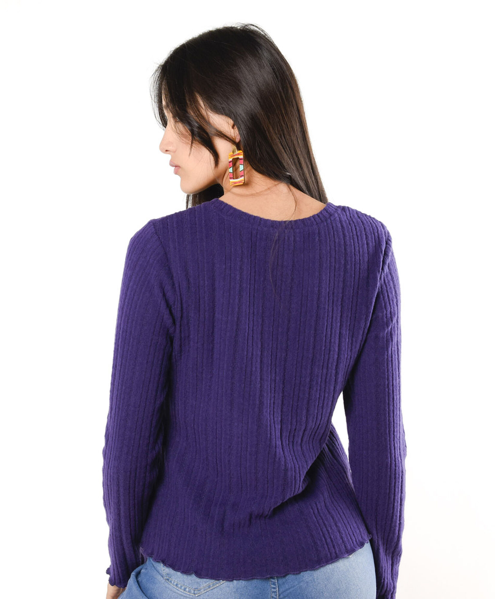 Polera mujer líneas morada Polera mujer líneas morada