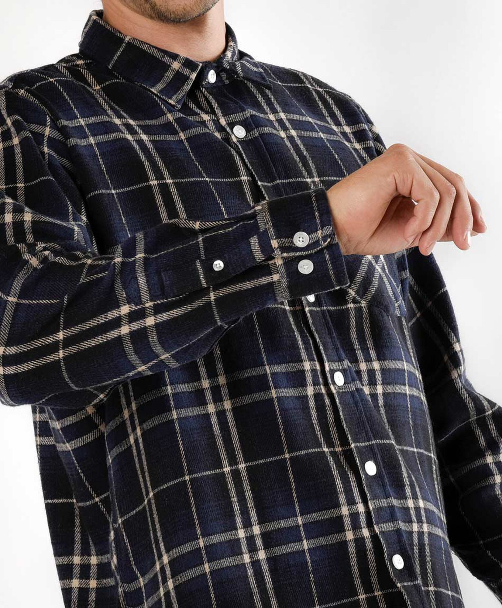 Camisa hombre franela cuadrille azul Camisa hombre franela cuadrille azul