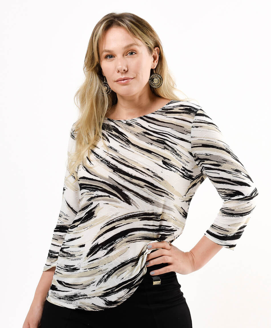 Polera mujer estampada pinceladas