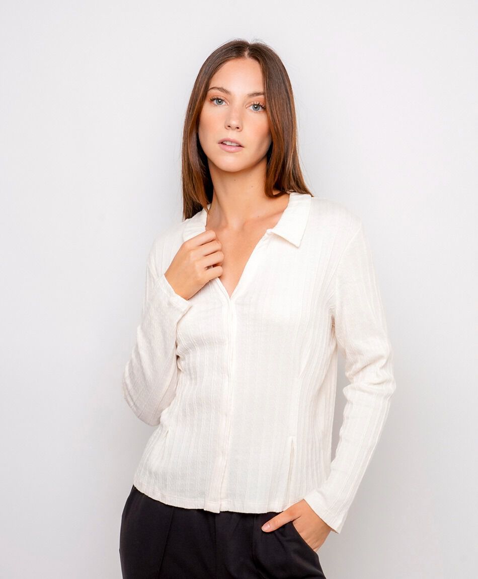 Blusa mujer jacquard pinzada