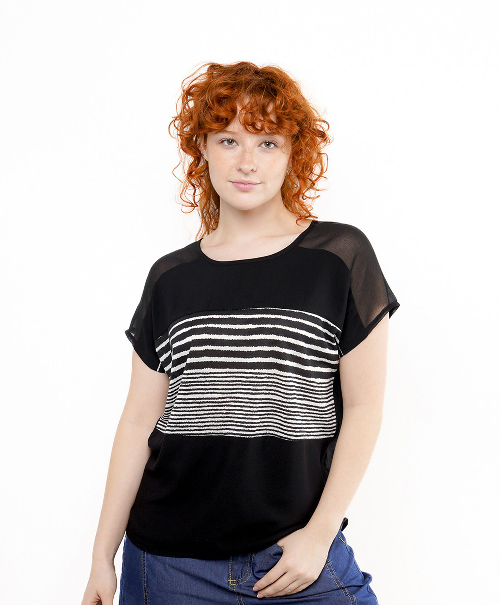 Polera mujer líneas mix Polera mujer líneas mix