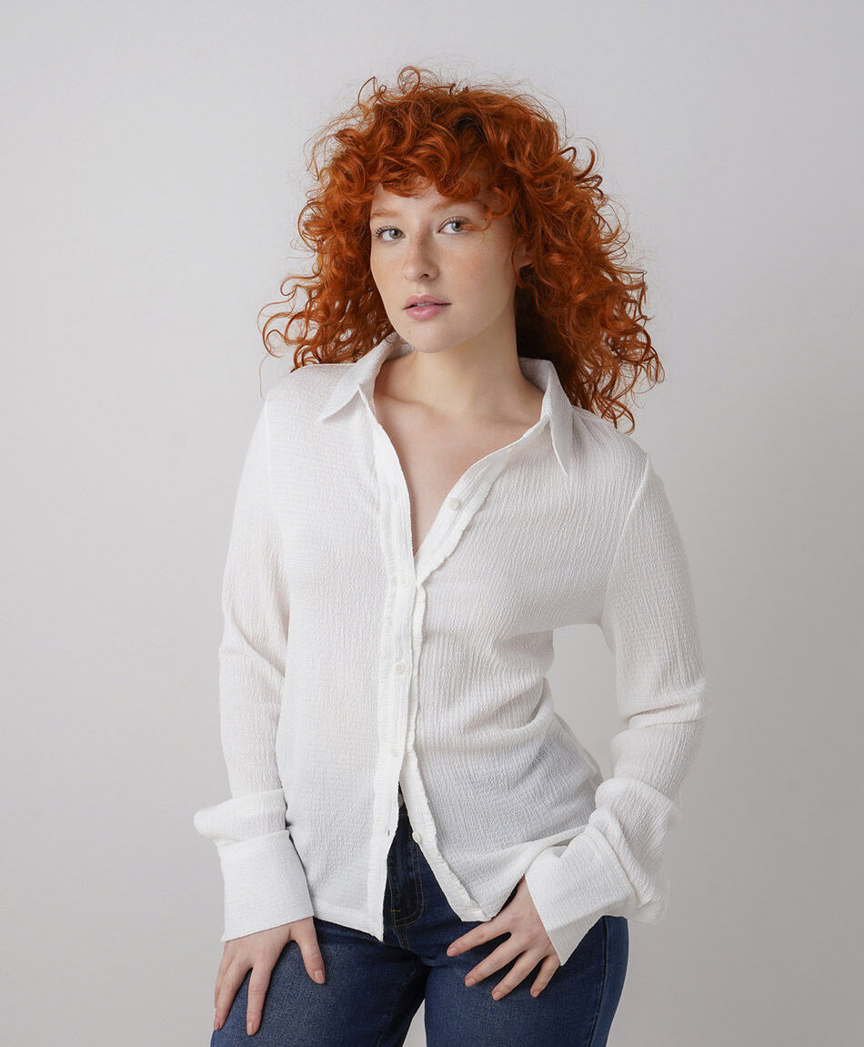 Blusa mujer textura blancas