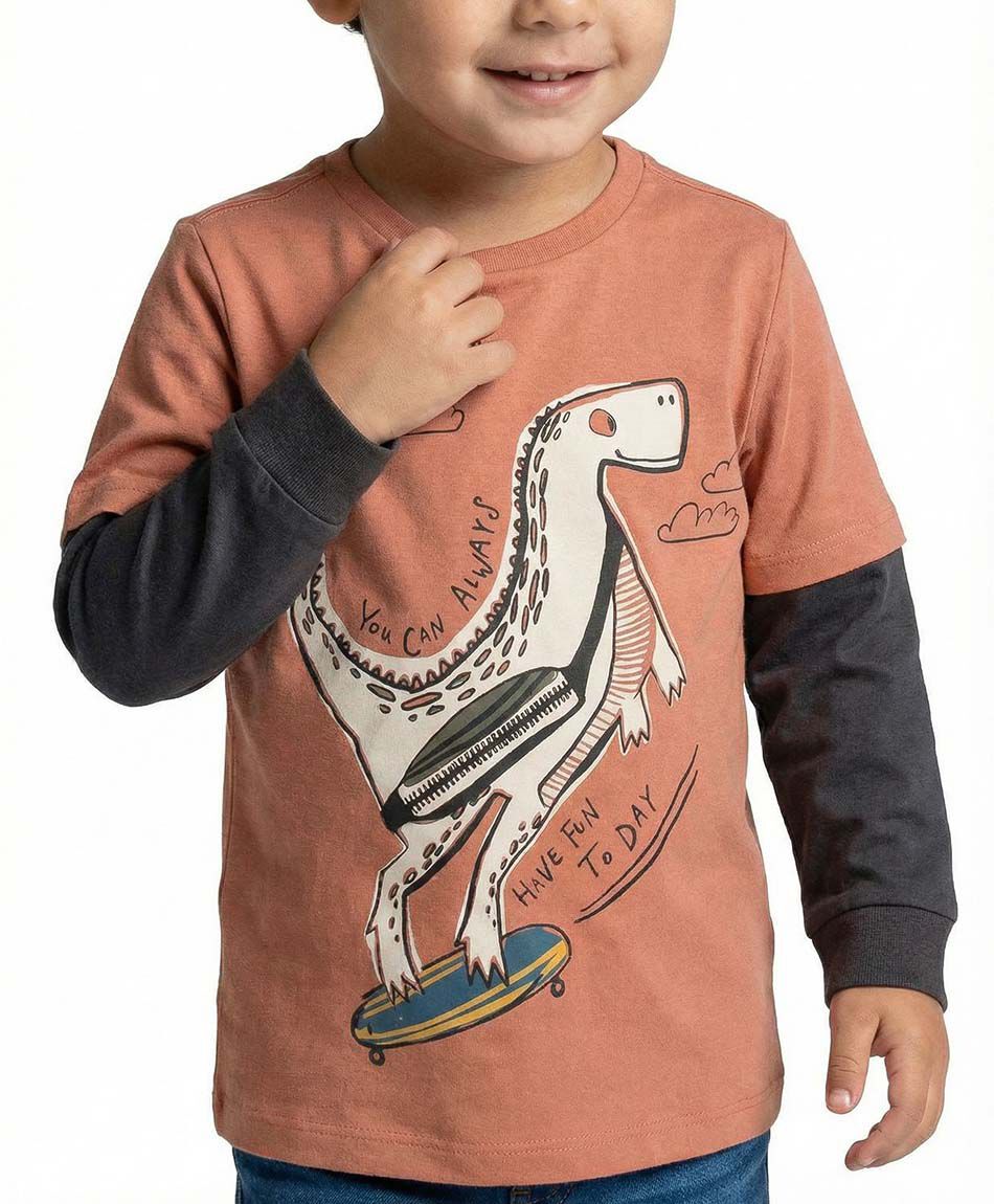 Polera beb&eacute; estampado dinocool