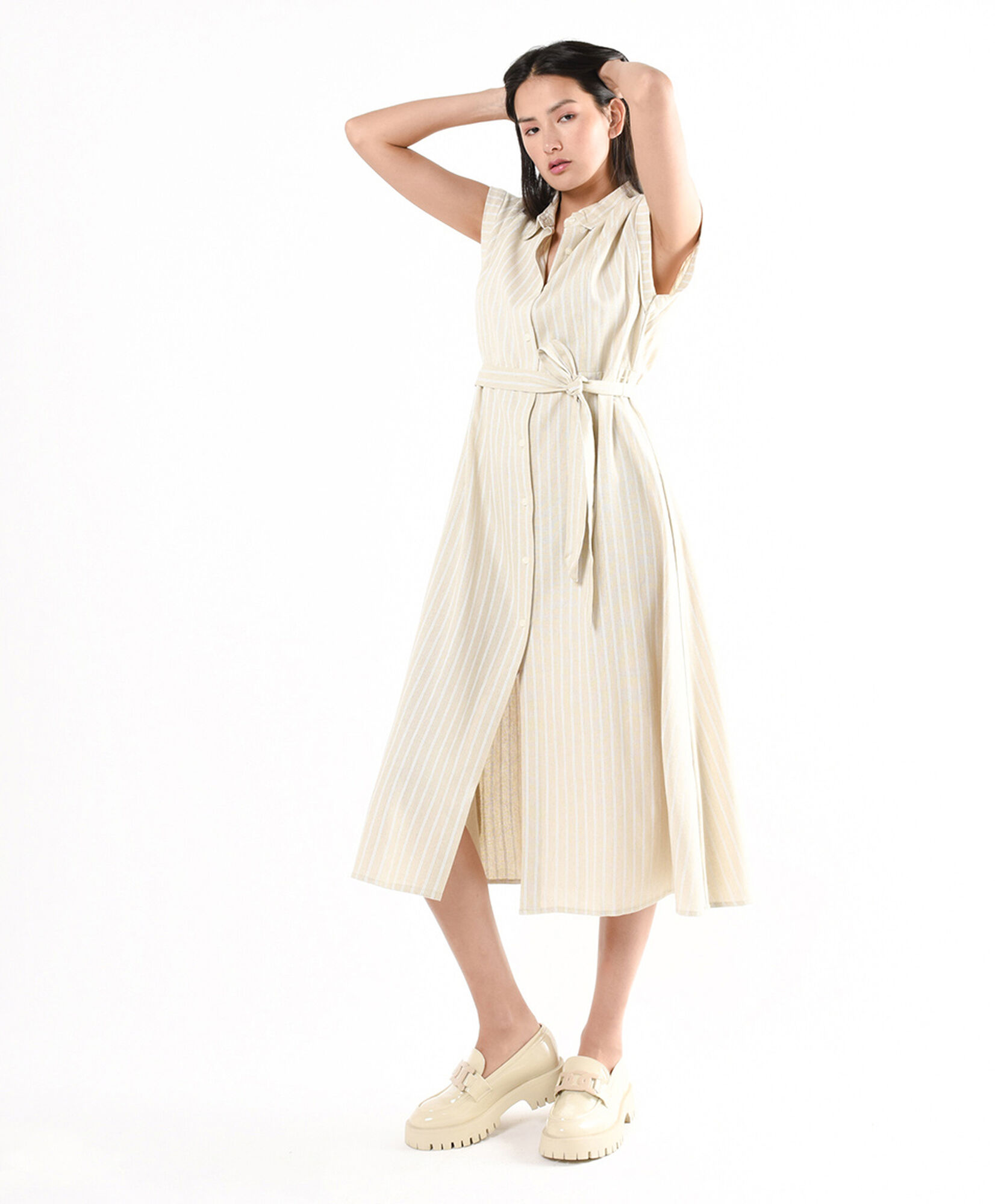 Vestido mujer líneas lino Vestido mujer líneas lino