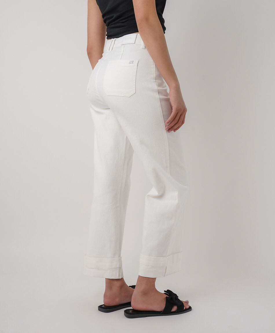 Jeans mujer wide leg blancos basta