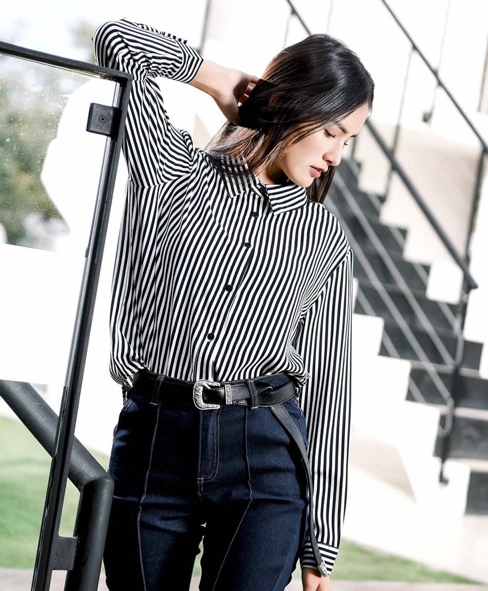 Blusa mujer líneas bicolor Blusa mujer líneas bicolor