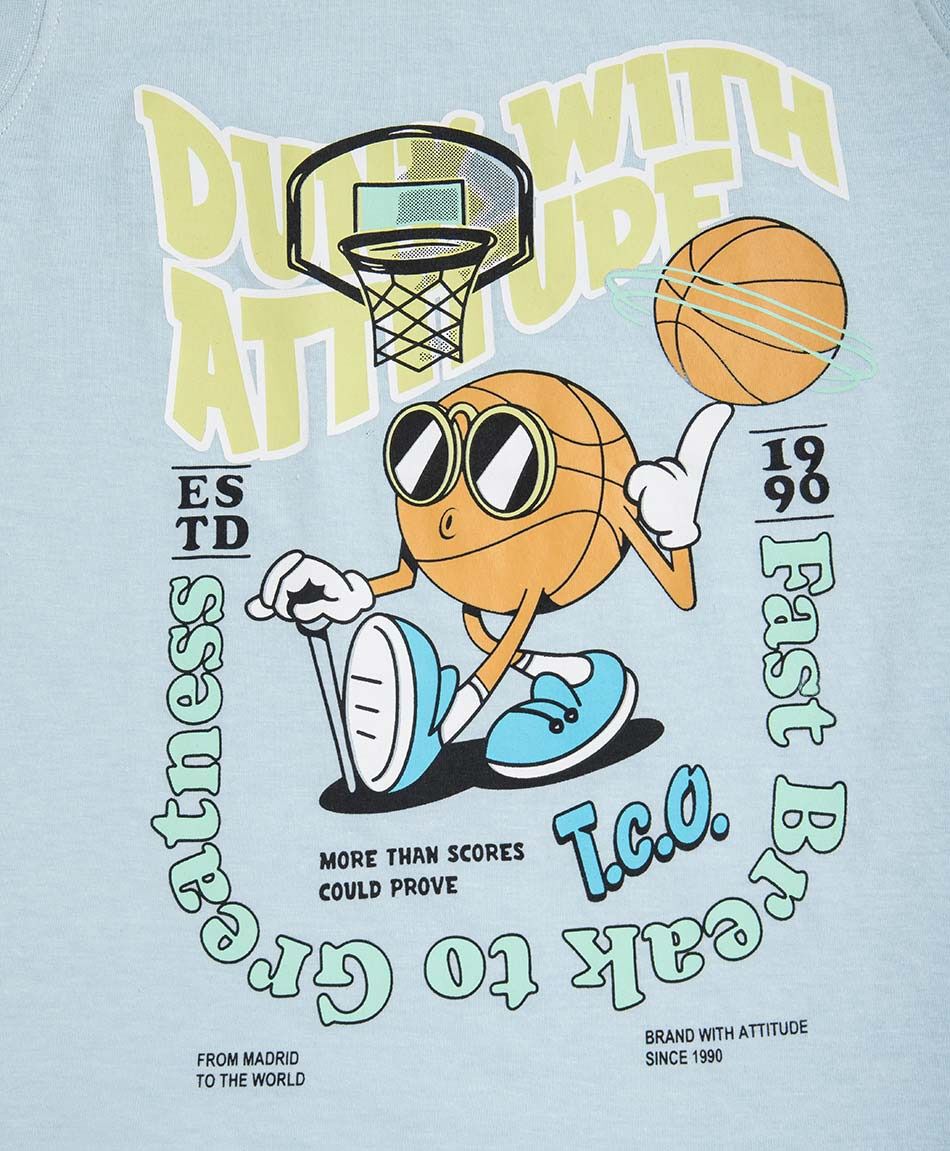 Polera ni&ntilde;o sin mangas basketball