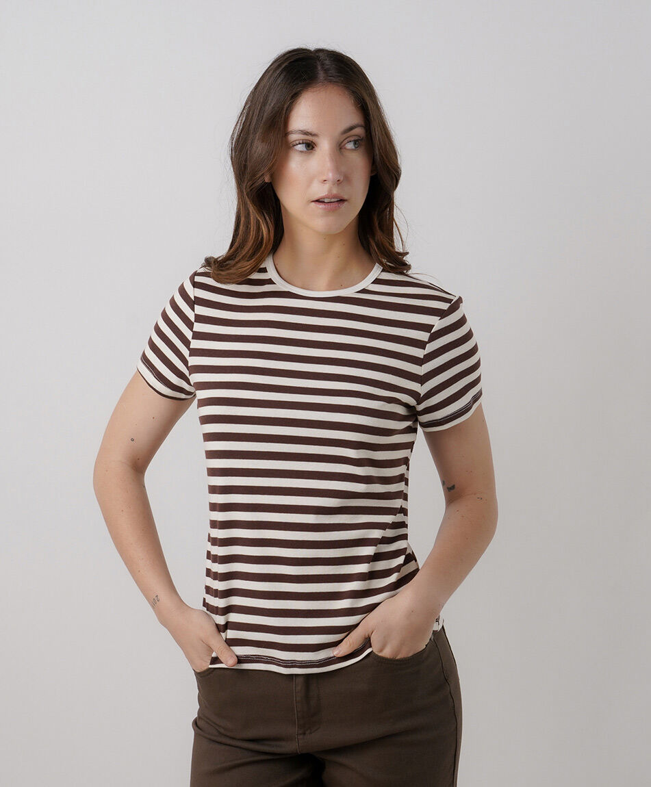 Polera mujer rayas bicolor