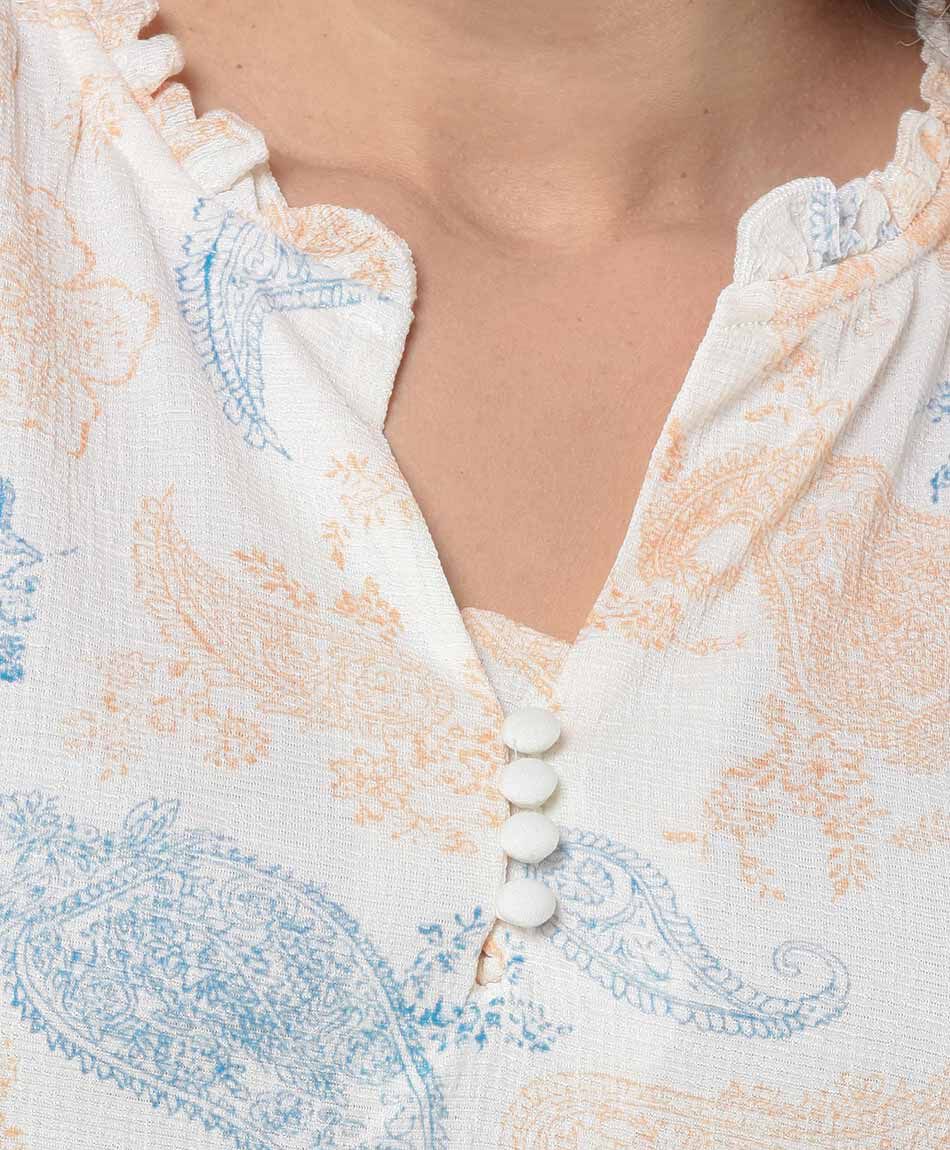 Polera mujer elasticada floral oversize