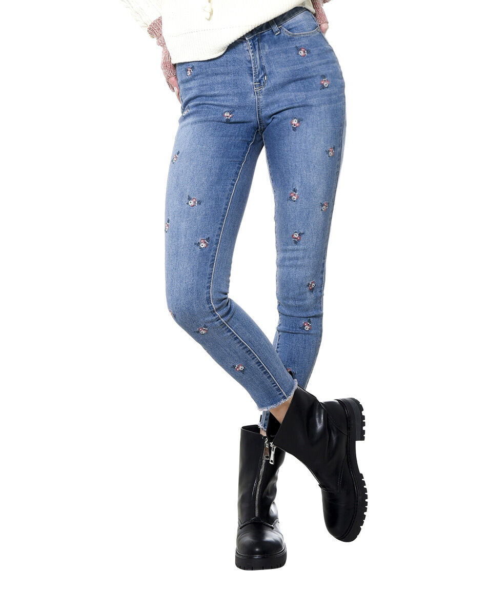 Jeans bordado margarita