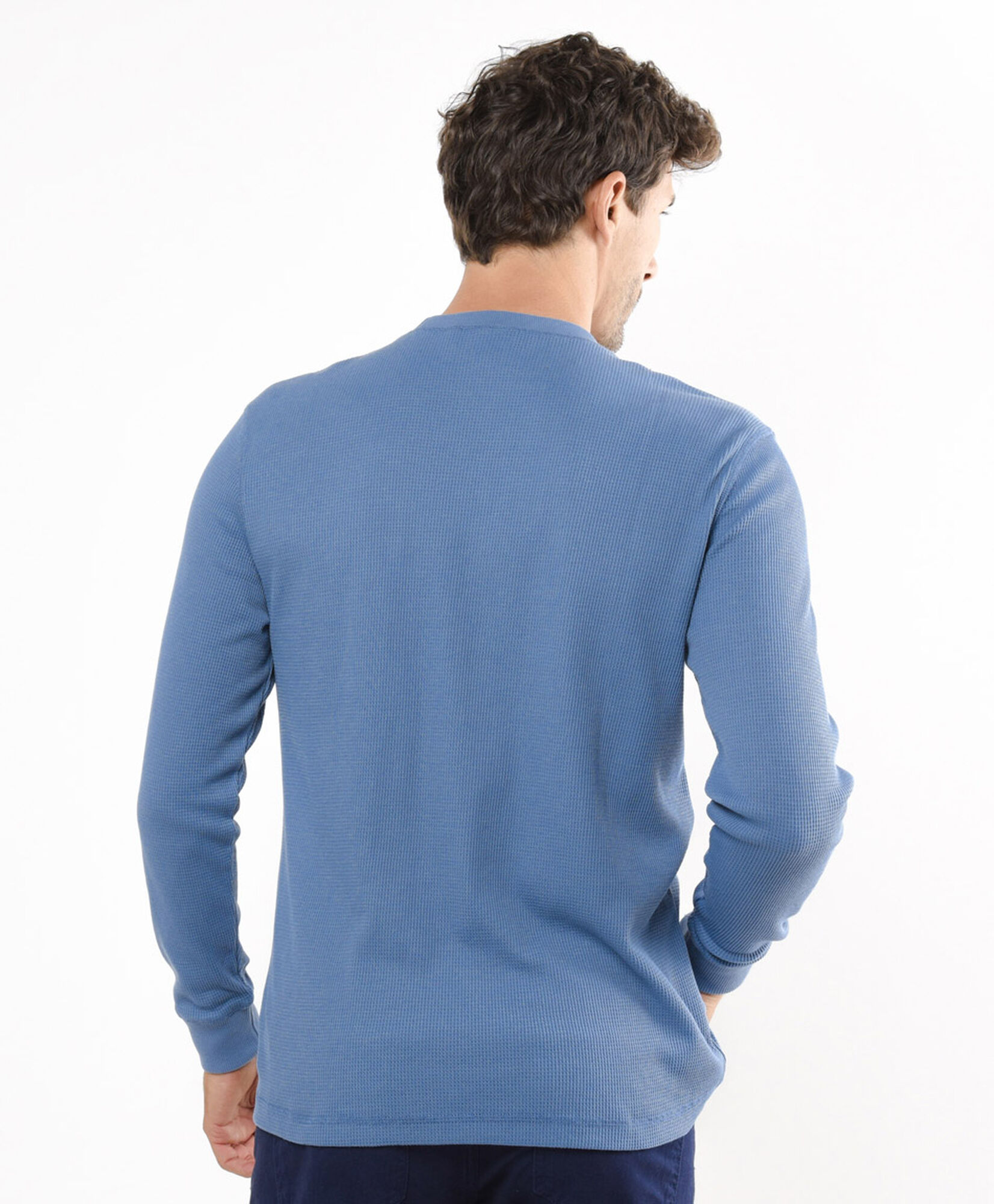 Polera hombre azul manga larga Polera hombre azul manga larga