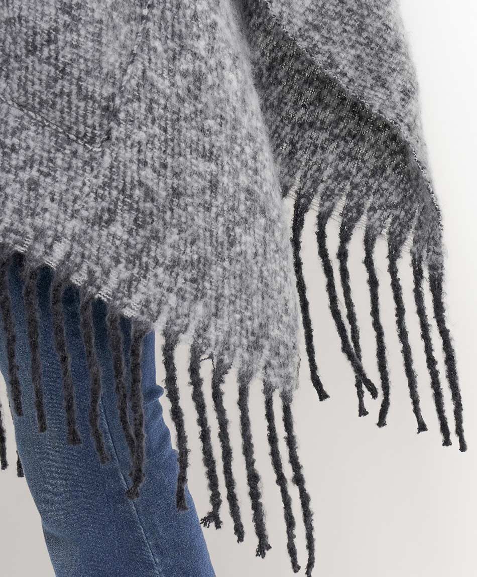 Poncho mujer dise&ntilde;o gris jaspeado