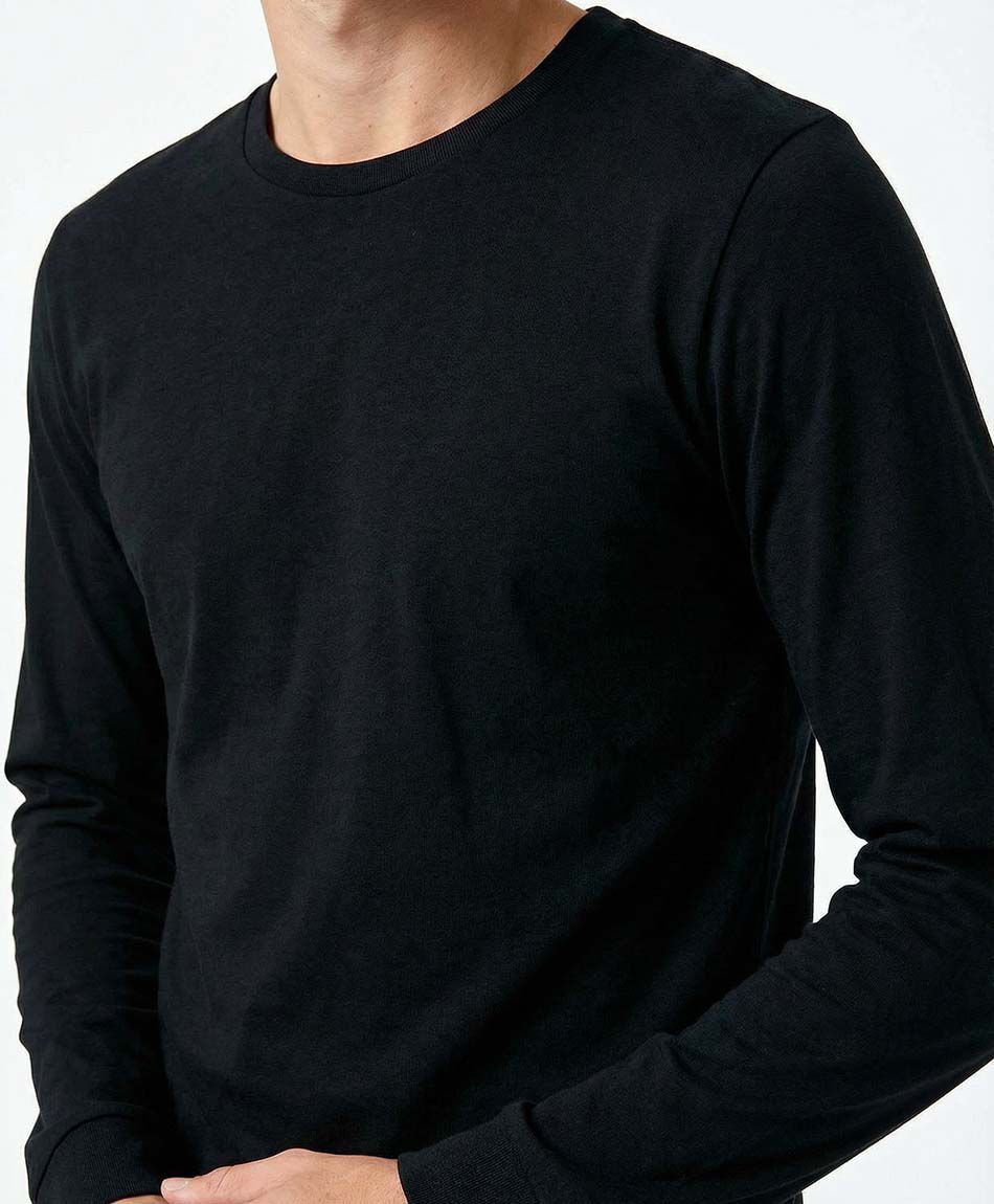 Polera hombre lisa manga larga