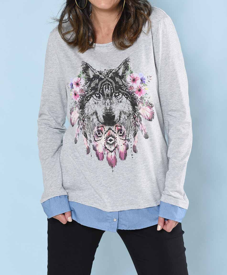 Polera manga larga cuello redondo