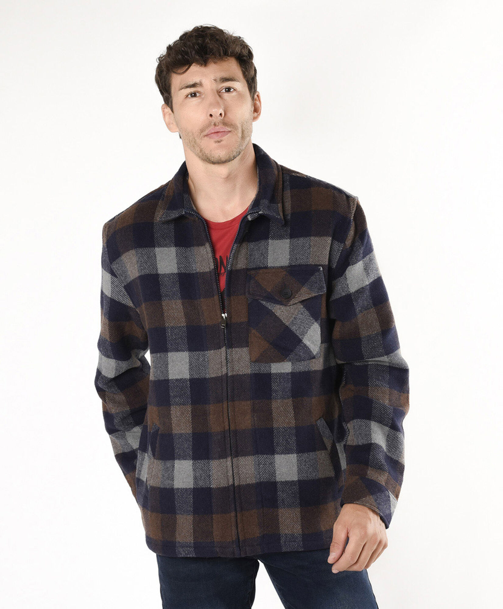Chaqueta hombre escocesa bolsillo Chaqueta hombre escocesa bolsillo