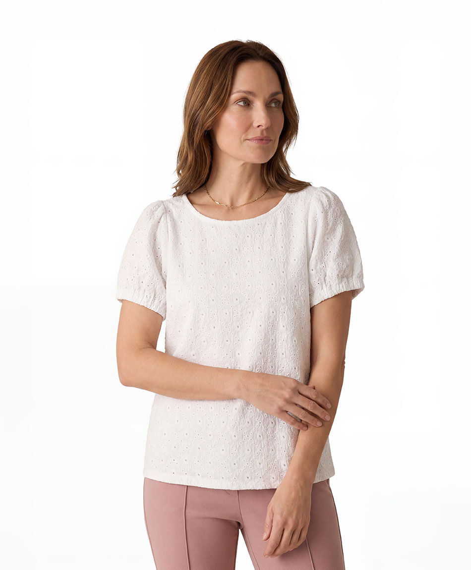 Polera mujer florcitas caladas