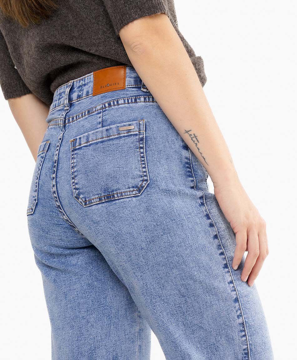 Jeans mujer wide leg bolsillos cargo