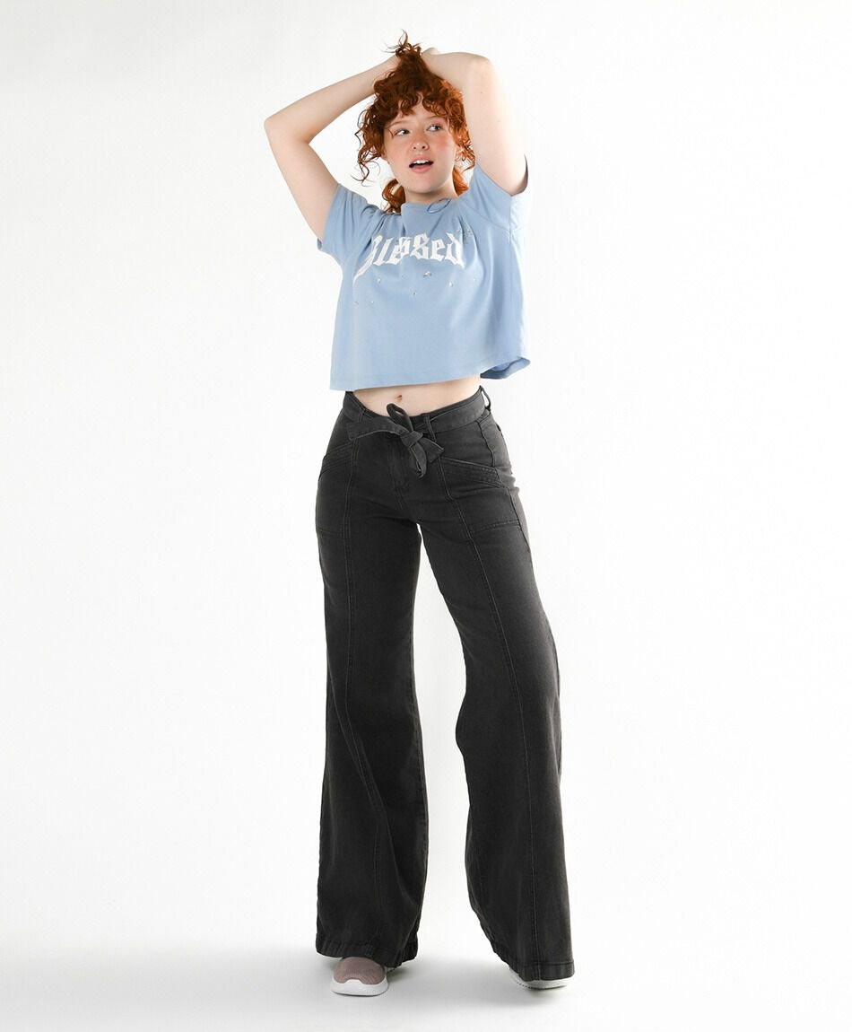 Jeans mujer costuras verticales wide