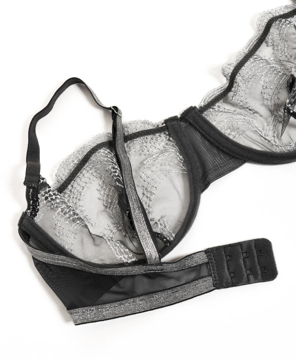 Sost&eacute;n mujer encaje brillitos silver