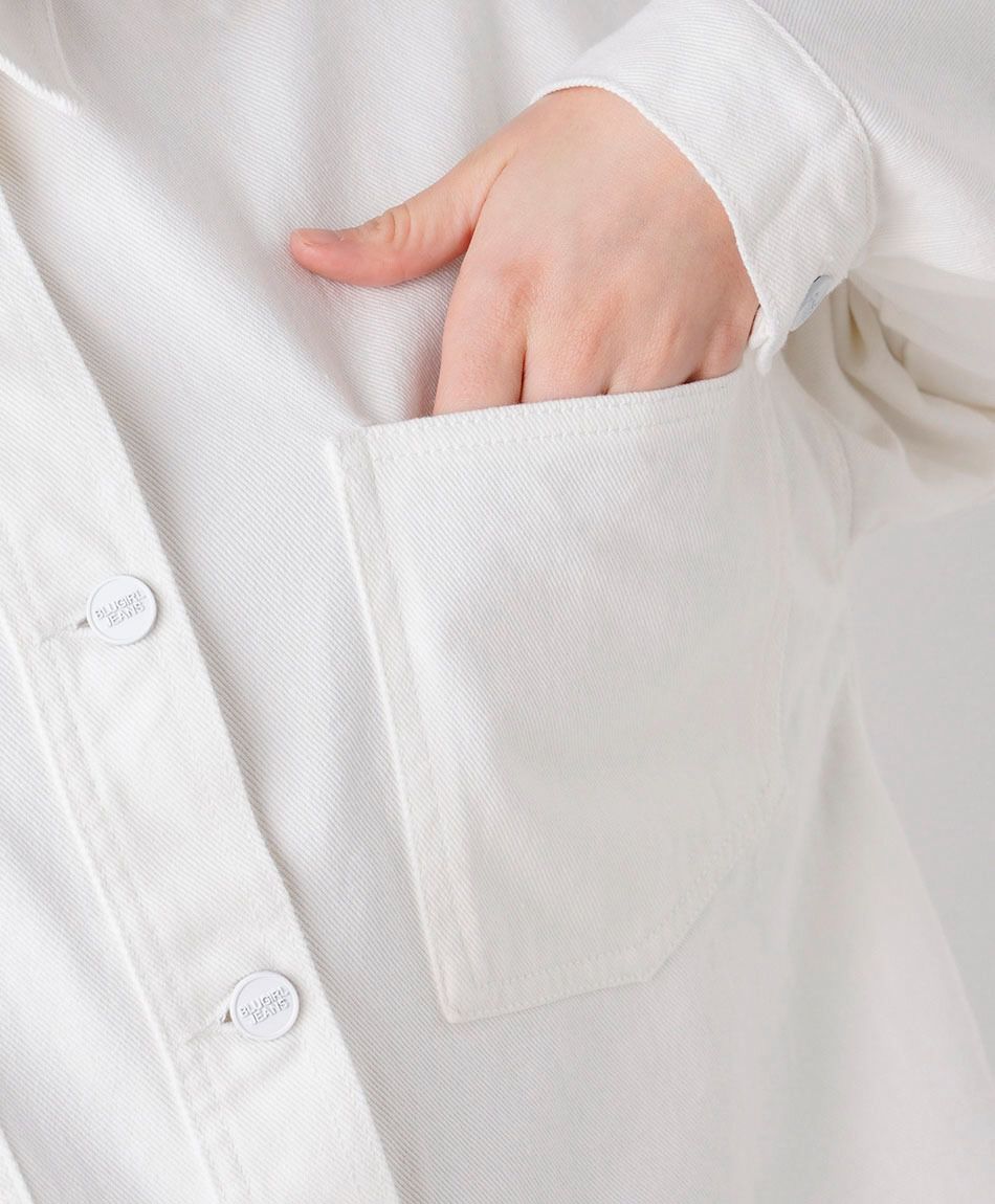 Blusa mujer denim oversize blanca