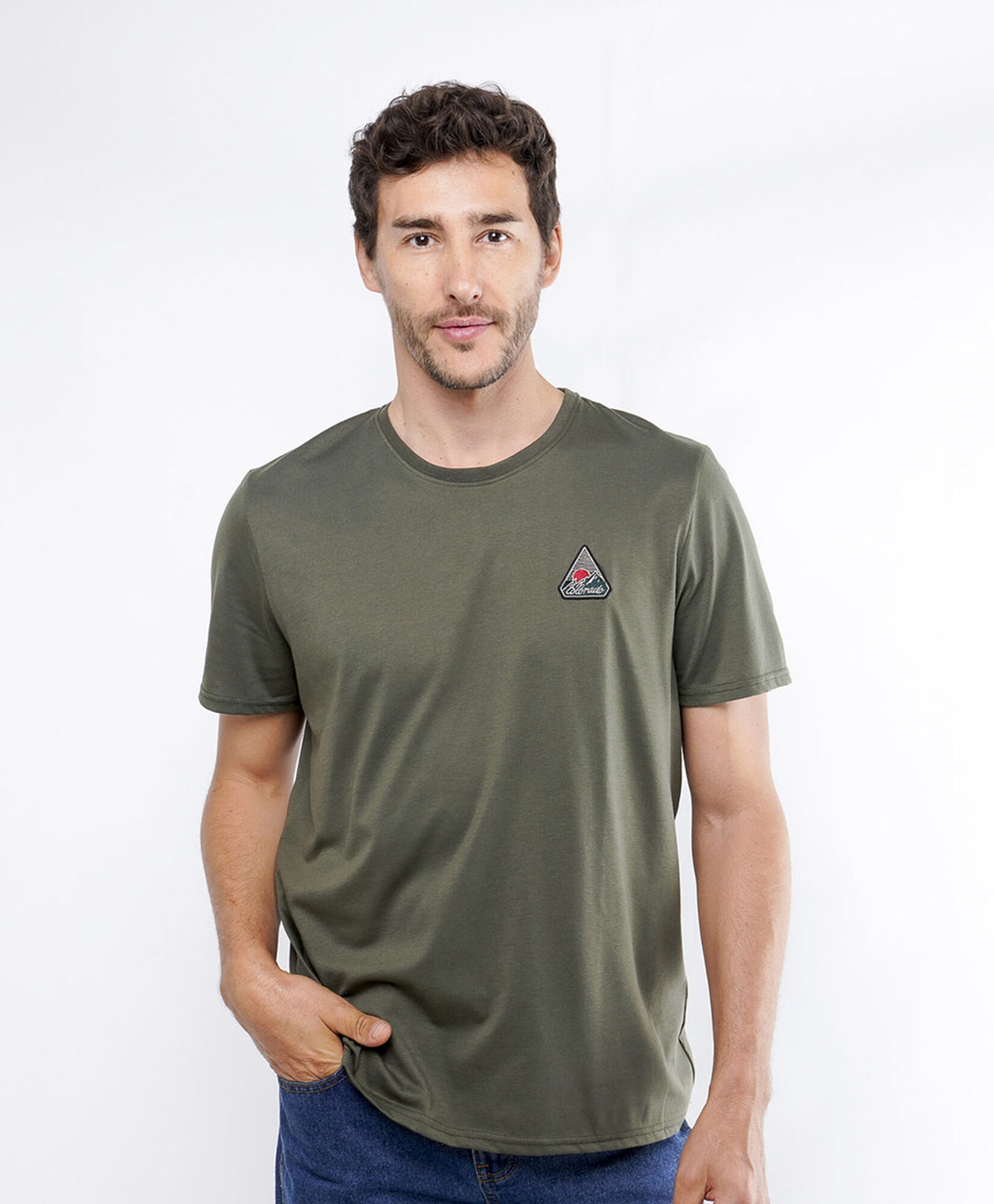 Polera hombre lisa mini print Polera hombre lisa mini print
