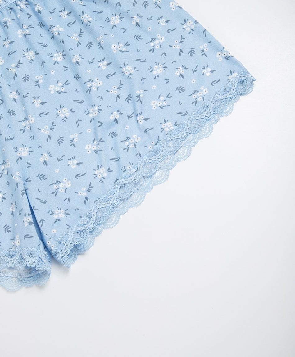 Baby doll mujer floreado botones azul