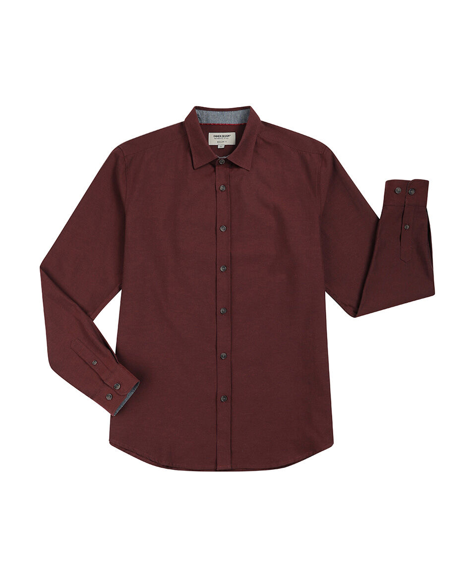 Camisa hombre lisa burdeo