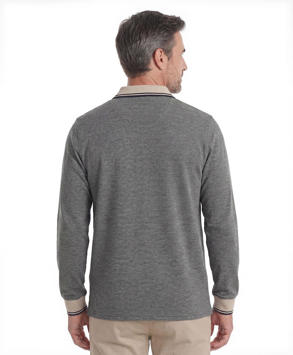 Polera hombre polo contraste beige
