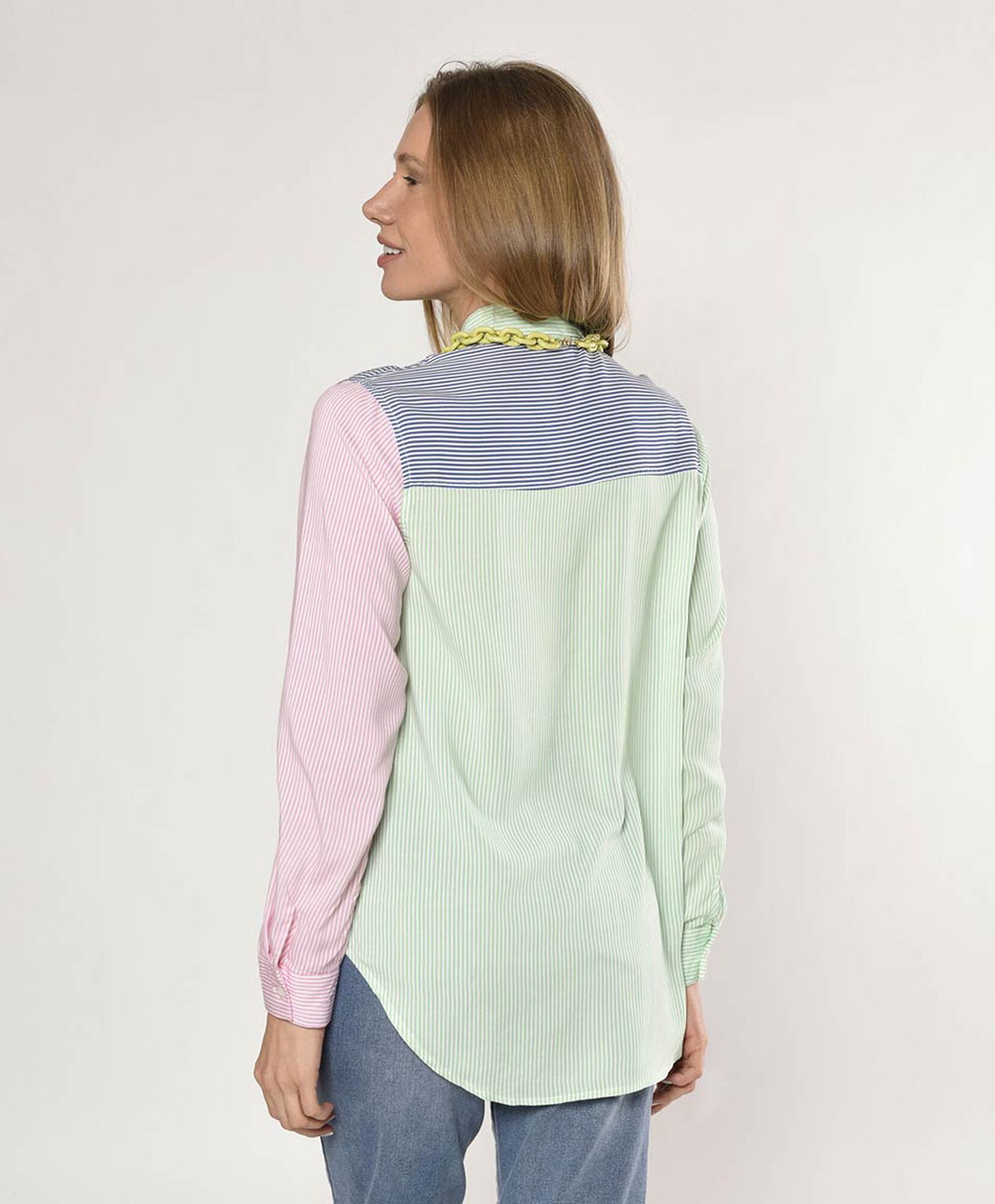 Blusa mujer líneas y colores camisero Blusa mujer líneas y colores camisero