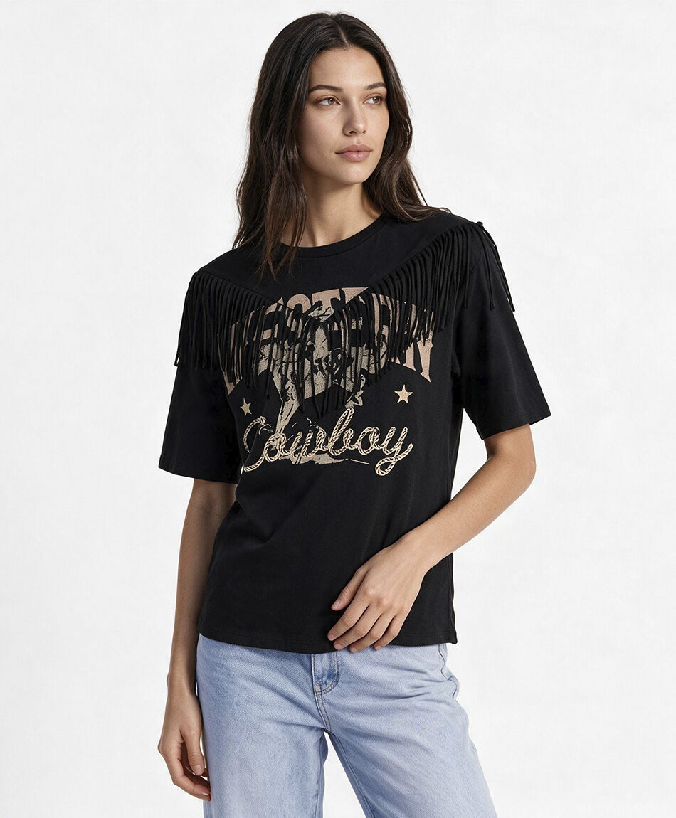 Polera mujer flecos