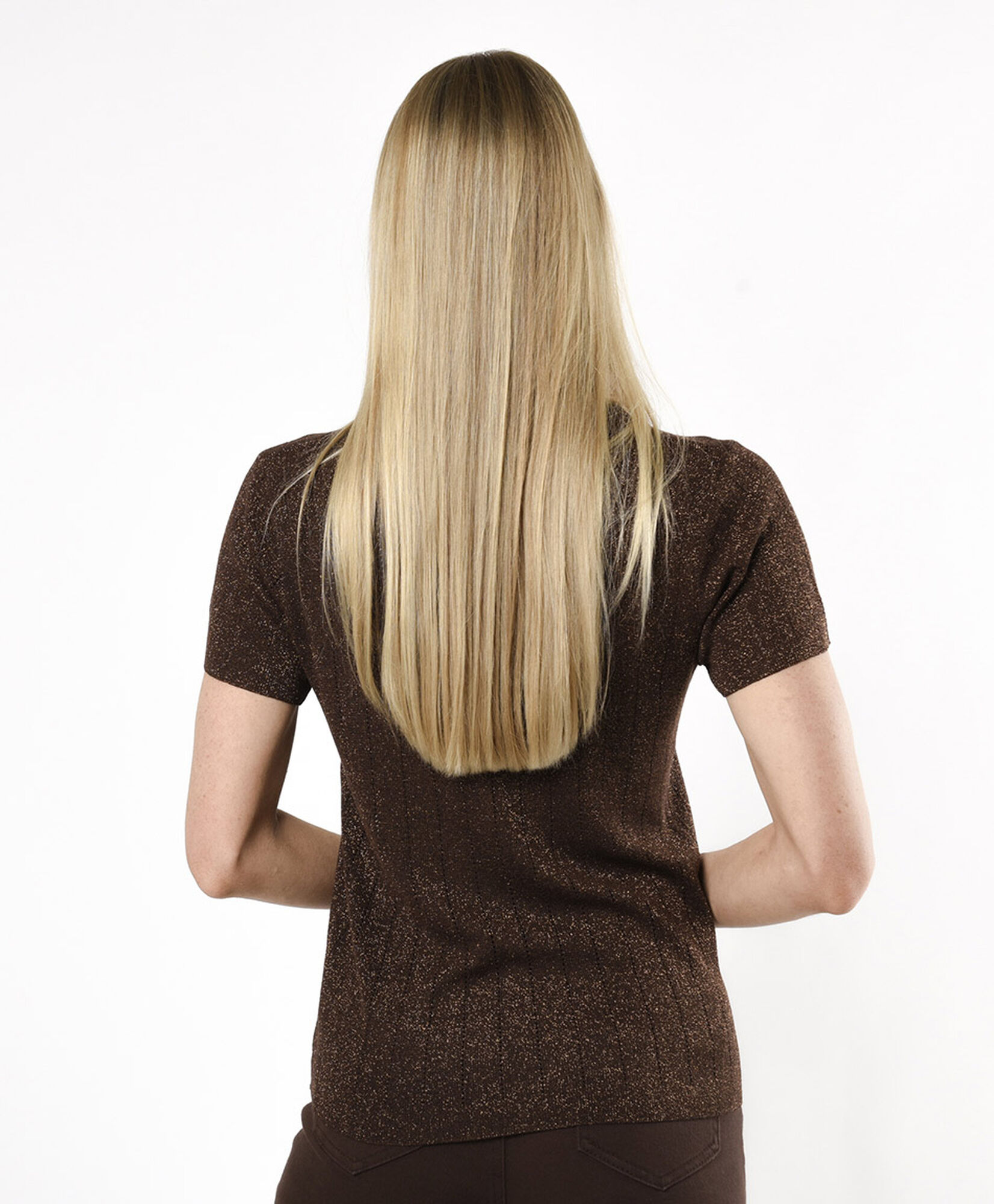 Polera mujer café metalizada Polera mujer café metalizada