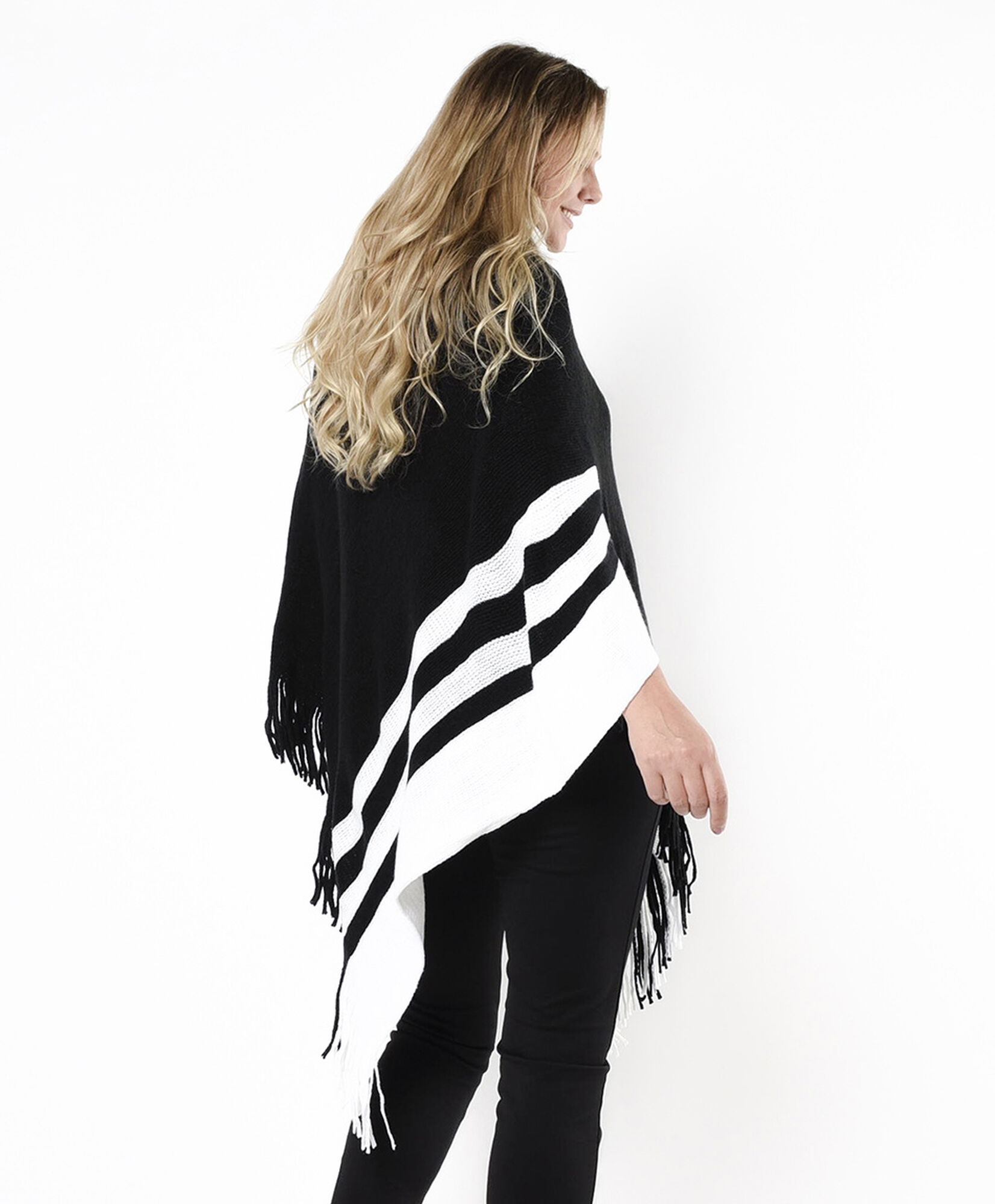 Poncho mujer bicolor cuello alto Poncho mujer bicolor cuello alto