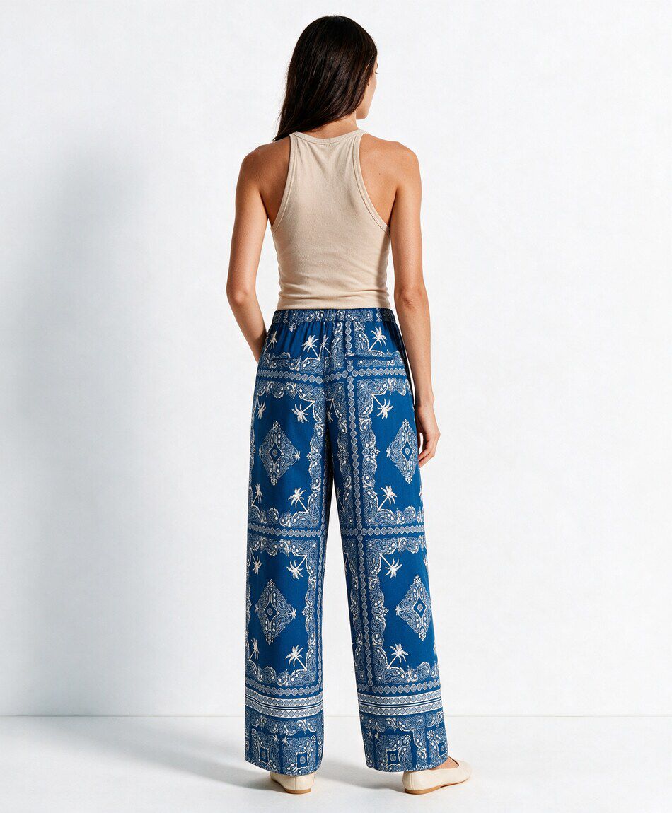 Pantal&oacute;n mujer estampado azul