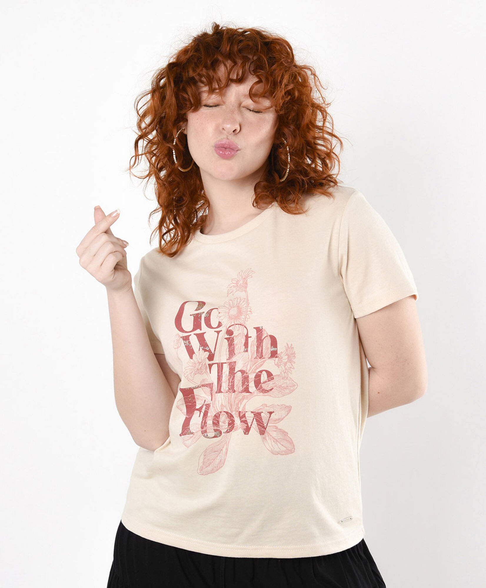 Polera mujer estampado frase con brillos Polera mujer estampado frase con brillos